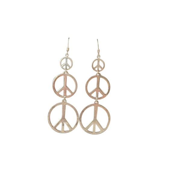 Women's Unbranded Silver Peace Sign Dangle Earrings One Size - Picture 2 of 5